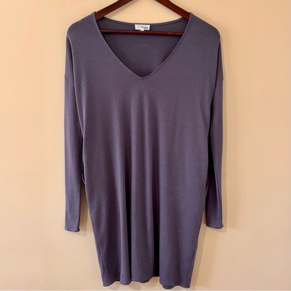 Wilfred FREE| Aritzia ‘Gail’ V-Neck Long Sleeve Dress in Chalet Grey Sz XXS - Picture 2 of 6